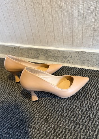 Bej Stiletto Topuklu Kadın Ofis Ayakkabısı - Görsel 4