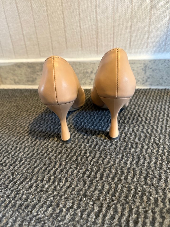 Bej Stiletto Topuklu Kadın Ofis Ayakkabısı - Görsel 5