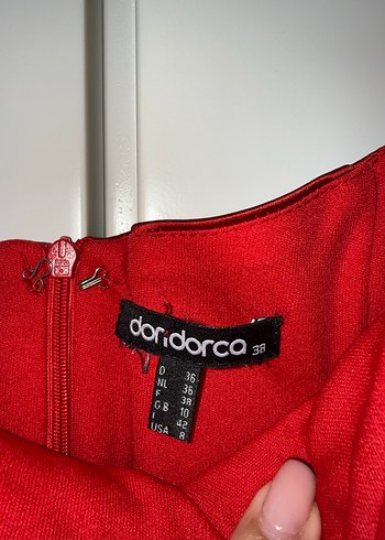 Kırmızı Drapeli Straplez Gece Elbisesi - Görsel 6