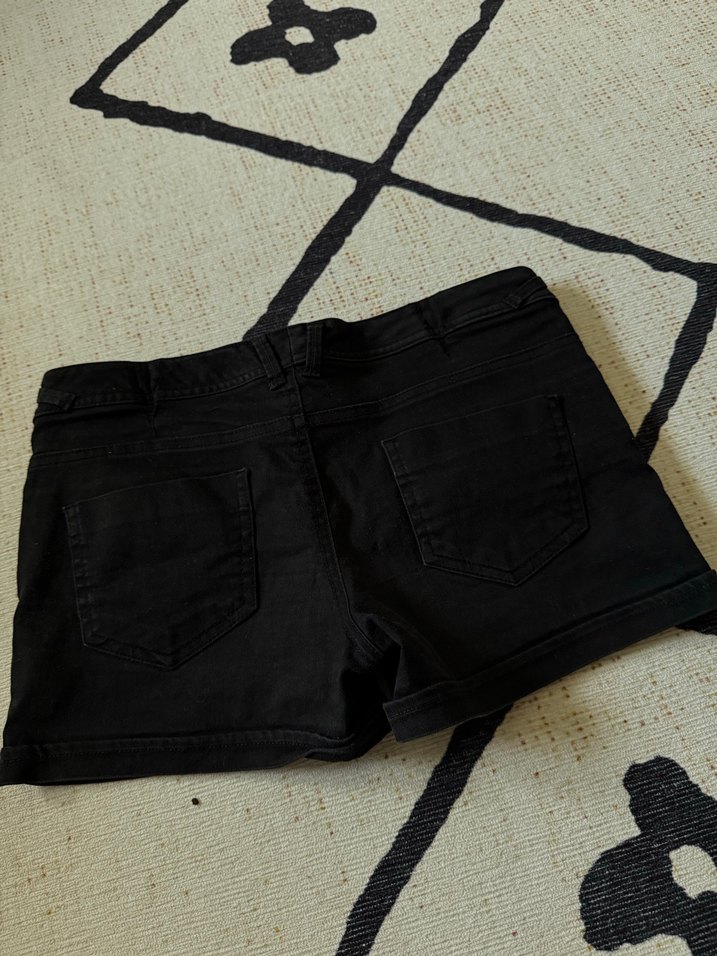 Siyah Mini Denim Şort - Görsel 2