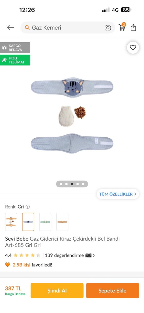 Beyaz Kiraz Çekirdekli Bebek Bel Bandı - Görsel 3