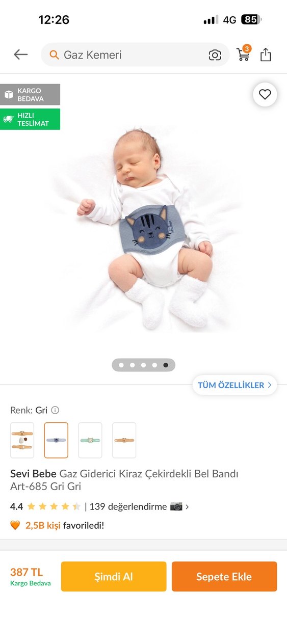 Beyaz Kiraz Çekirdekli Bebek Bel Bandı - Görsel 4