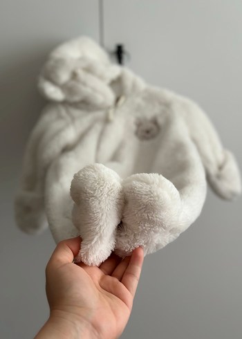 Kürklü Beyaz Kız Bebek Tulumu - Görsel 5