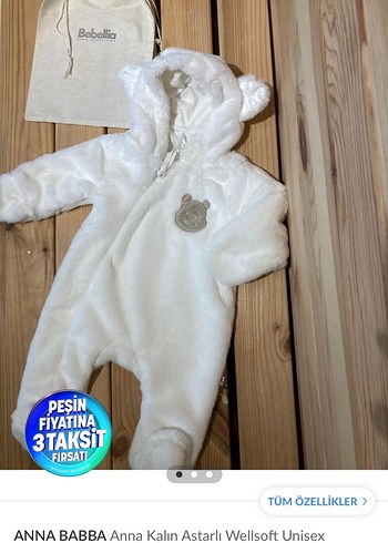 Kürklü Beyaz Kız Bebek Tulumu - Görsel 2