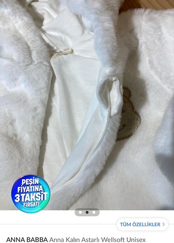 Kürklü Beyaz Kız Bebek Tulumu - Görsel 3