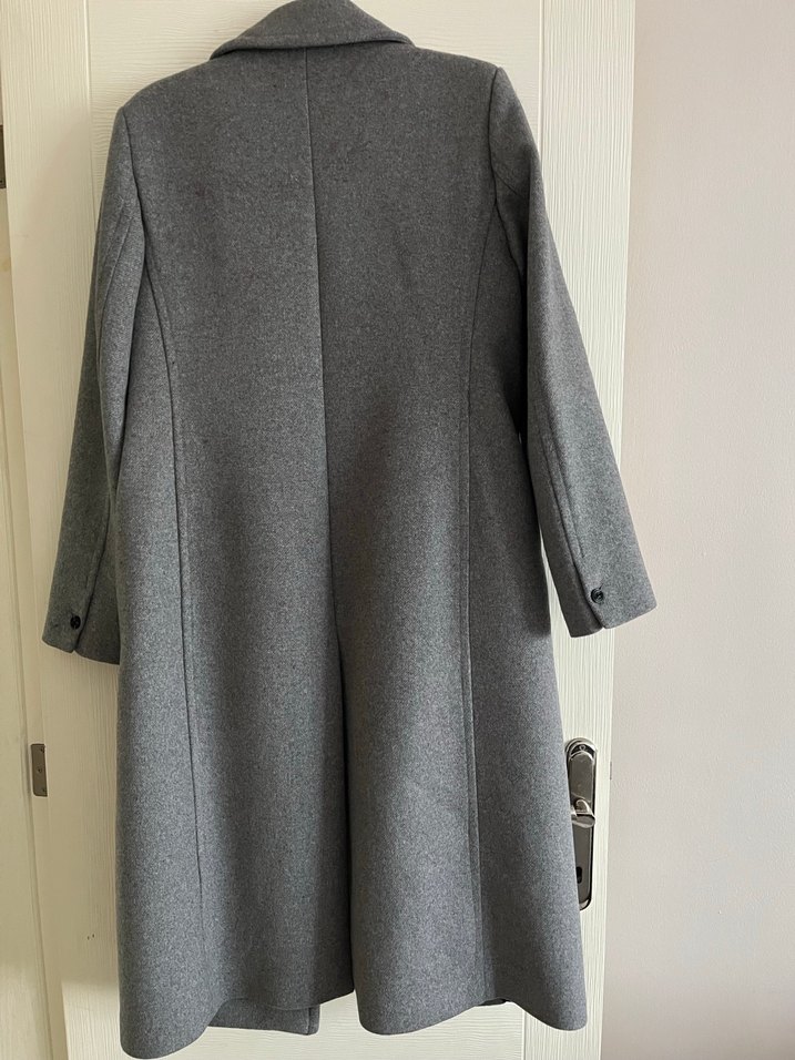 Gri Uzun Çift Düğmeli Kaban - Görsel 2