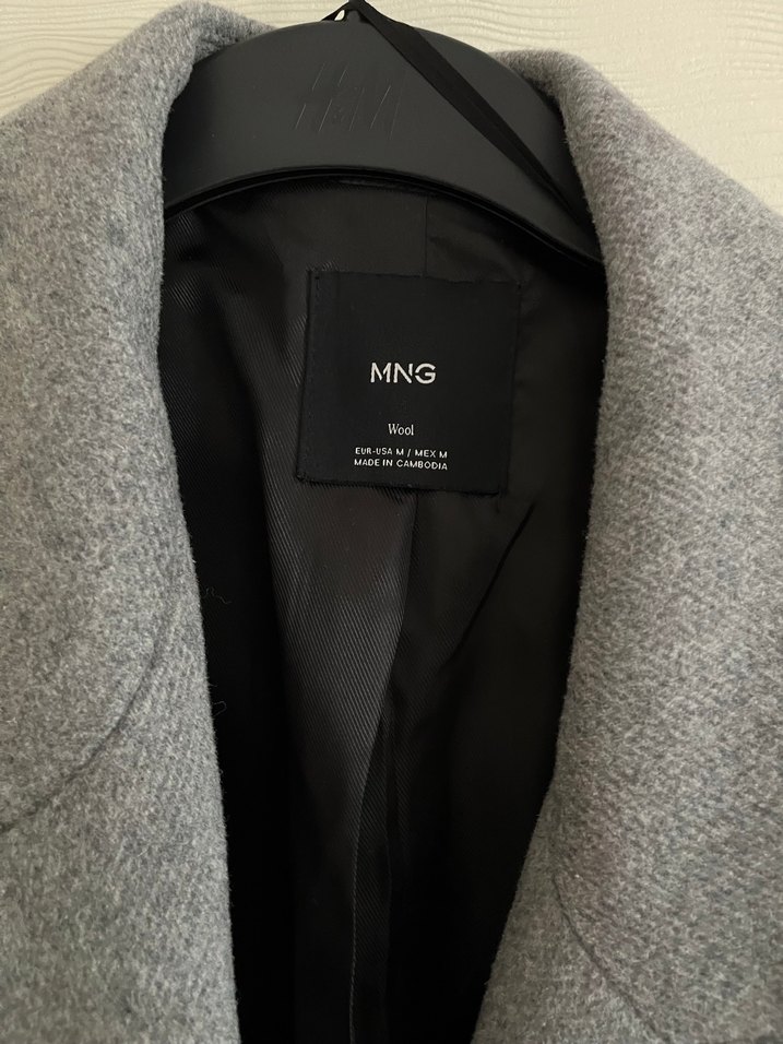 Gri Uzun Çift Düğmeli Kaban - Görsel 3