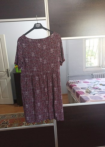 Bordo Bohem Salaş Midi Elbise