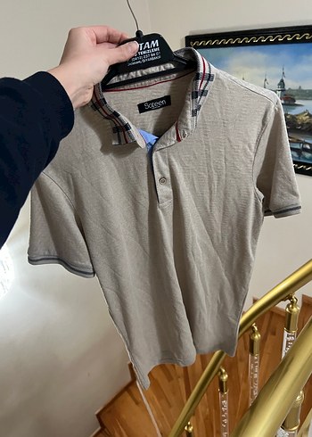 Düğmeli Bej Kısa Kollu Erkek Polo Tişört - Görsel 3