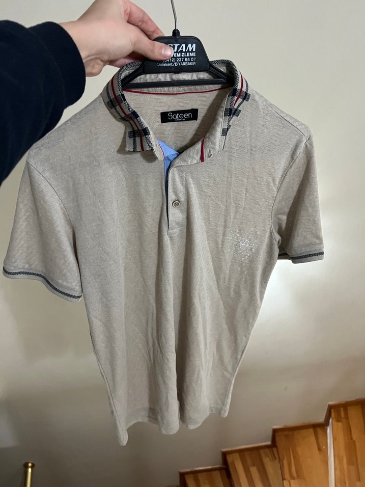 Düğmeli Bej Kısa Kollu Erkek Polo Tişört - Görsel 2