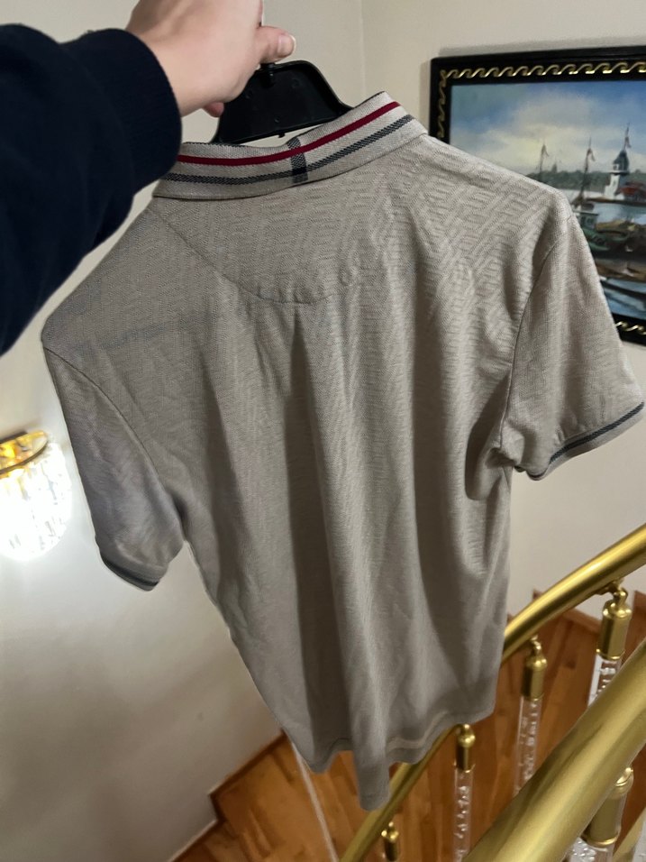 Düğmeli Bej Kısa Kollu Erkek Polo Tişört - Görsel 5