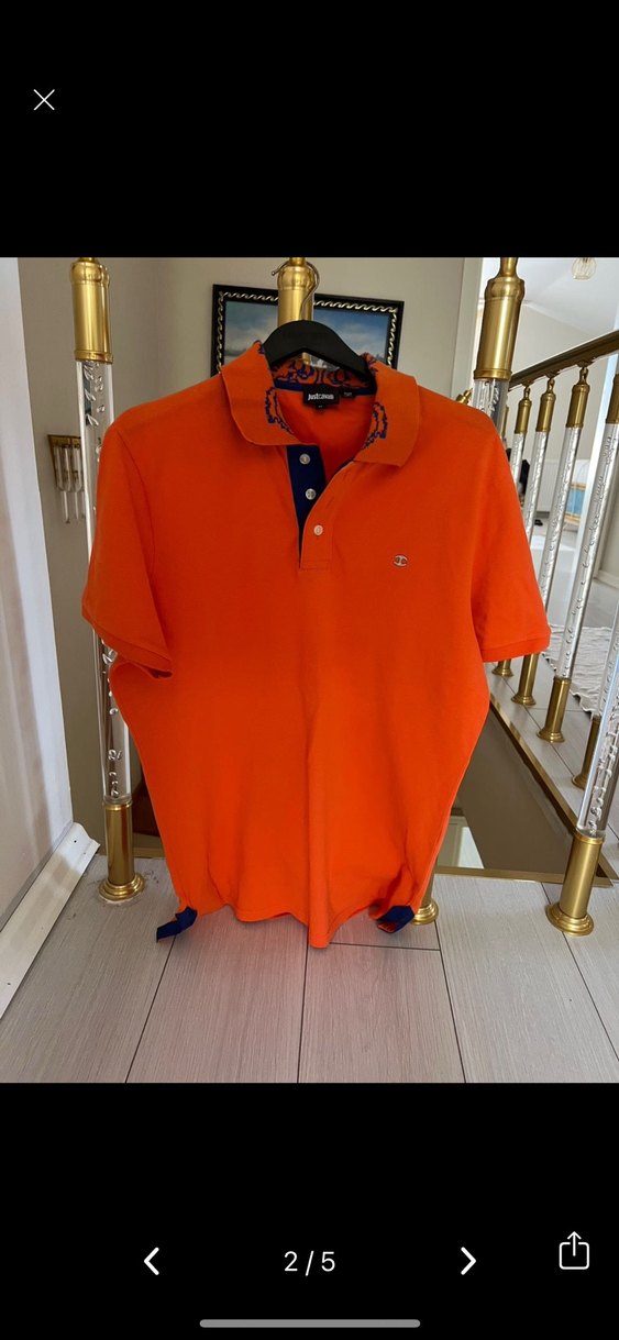 Just cavalli Turuncu Düğmeli Erkek Polo Tişört - Görsel 3