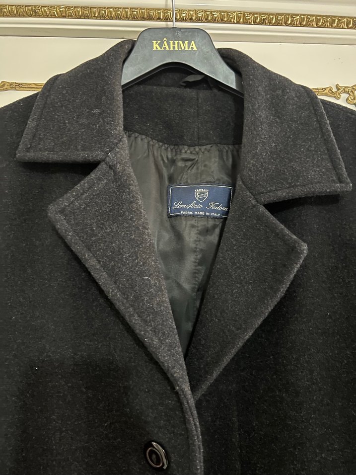 Düğmeli Siyah Uzun Erkek Kaban - Görsel 3