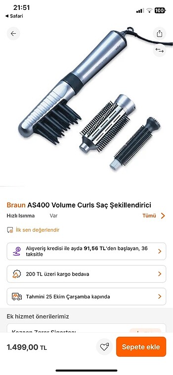 Braun AS400 volume saç şekillendirici
