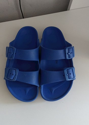 35 Beden mavi Renk Koyu Mavi Tokalı Erkek Terlik