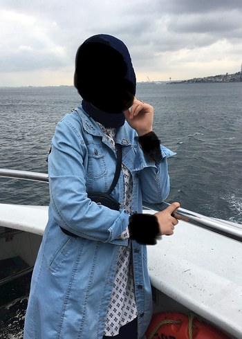 Kadın Mavi Uzun Denim Ceket - Görsel 2