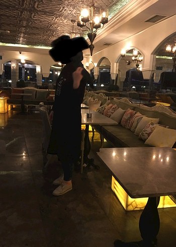 Siyah Baskılı uzun Kadın Sweatshirt - Görsel 3