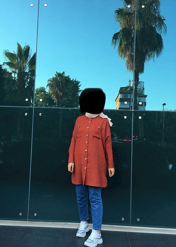 Düğmeli Kadın Camel Midi gömlek - Görsel 3