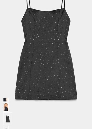 Zara Siyah Parlak Askılı Mini Elbise - Görsel 2