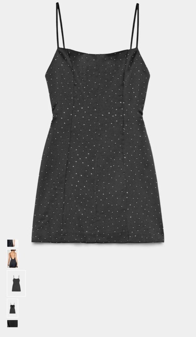 Zara Siyah Parlak Askılı Mini Elbise - Görsel 2