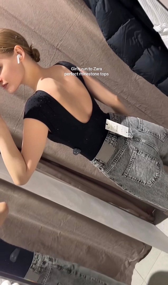 Zara taşlı body - Görsel 2