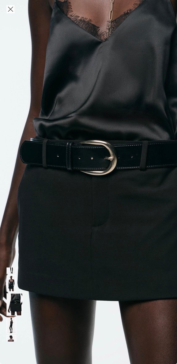 Zara Siyah Deri Kemerli Mini Etek - Görsel 3