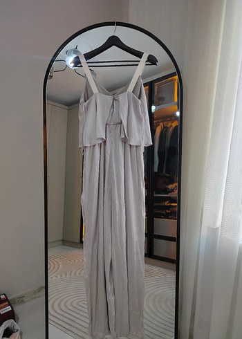 grj V Yakalı Keten Uzun Elbise - Görsel 3