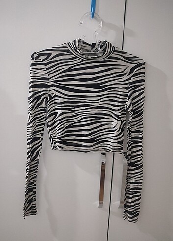 s Beden siyah Renk Zebra desen bluz