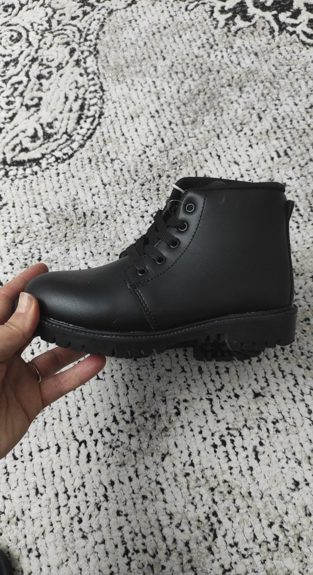 Siyah Erkek Çocuk deri bot Ayakkabısı - Görsel 2