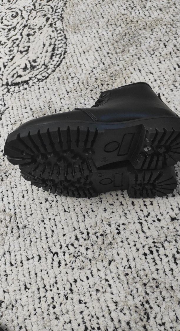 Siyah Erkek Çocuk deri bot Ayakkabısı - Görsel 3