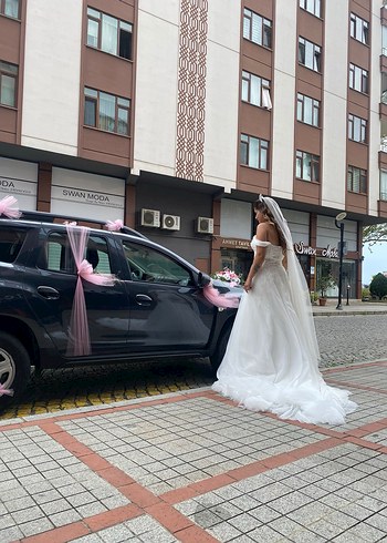 40 Beden beyaz Renk Beyaz Straplez A Kesim Gelinlik