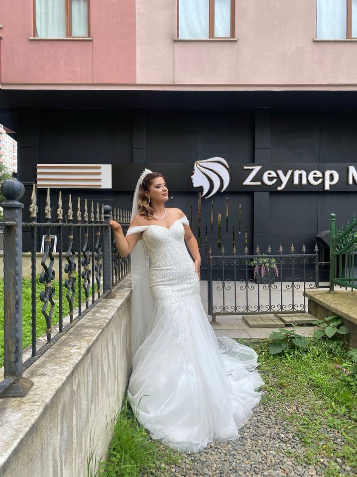 Beyaz Straplez A Kesim Gelinlik - Görsel 2