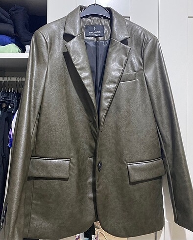 Stradivarius Stradivarius Haki Deri Blazer