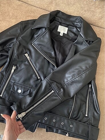 xs Beden siyah Renk H&M Oversize Deri Ceket