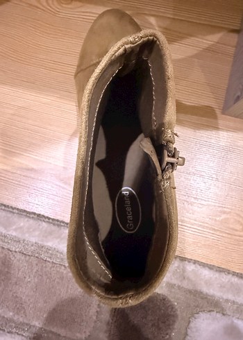 Bej Süet Kadın Dolgu Topuk Bot - Görsel 5