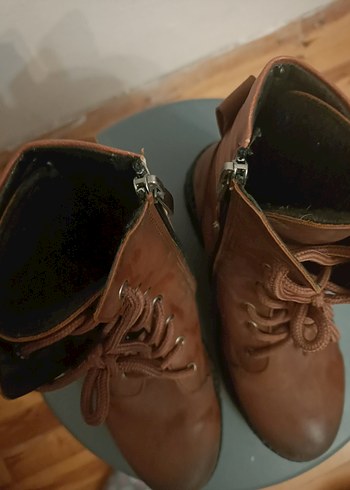 Kahverengi Deri Biker Tarzı Kadın Bot - Görsel 2