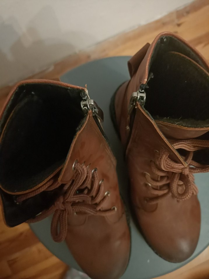 Kahverengi Deri Biker Tarzı Kadın Bot - Görsel 2