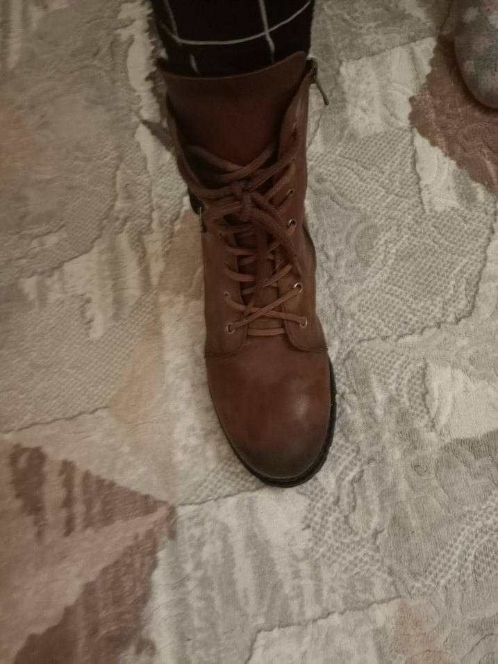 Kahverengi Deri Biker Tarzı Kadın Bot - Görsel 3