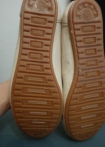 Bej Keten Kadın Dolgu Topuklu Babet - Görsel 3