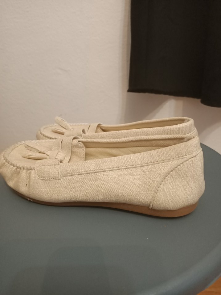 Bej Keten Kadın Dolgu Topuklu Babet - Görsel 2