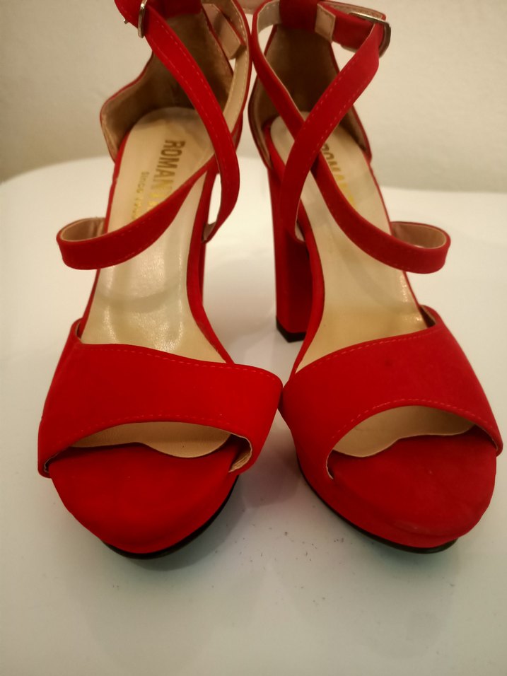 Kırmızı Süet Platform Topuklu Kadın Ayakkabı - Görsel 2