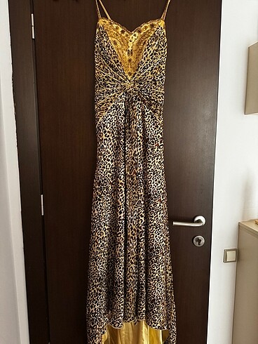 Leopar desenli Abiye elbise
