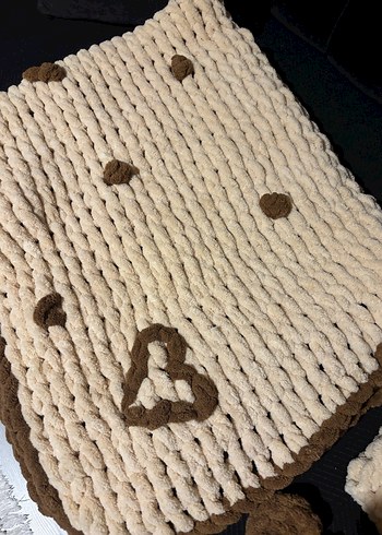 Bohem Tarzı Kahverengi Nakışlı Çocuk Bere ve Atkı Seti - Görsel 2