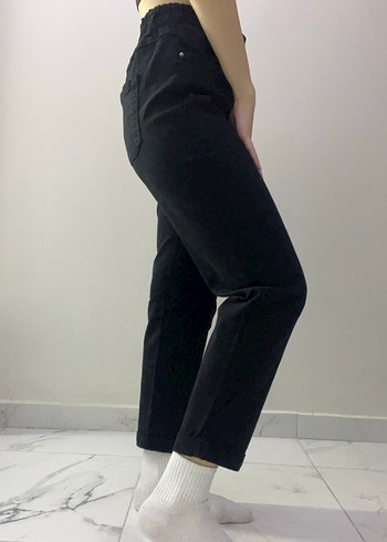 36 Beden Kadın Siyah Paperbag Lastikli Bershka Pantolon