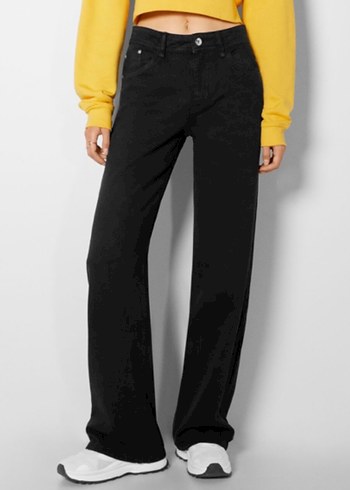 Bershka Bershka Geniş Paça Gri Kot Pantolon