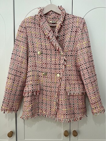 Ekoseli tüvit blazer ceket