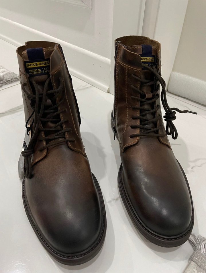 Jack & Jones Kahverengi Deri Biker Bot - Görsel 3