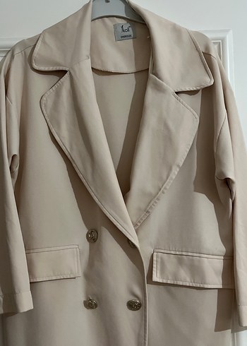 Diğer Bej Uzun Kesim Düğmeli Klasik Blazer