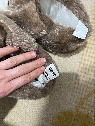 38 Beden camel Renk Hayvanlı peluş panduf