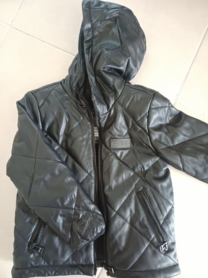 Erkek Çocuk Siyah Deri Biker Mont - Görsel 2